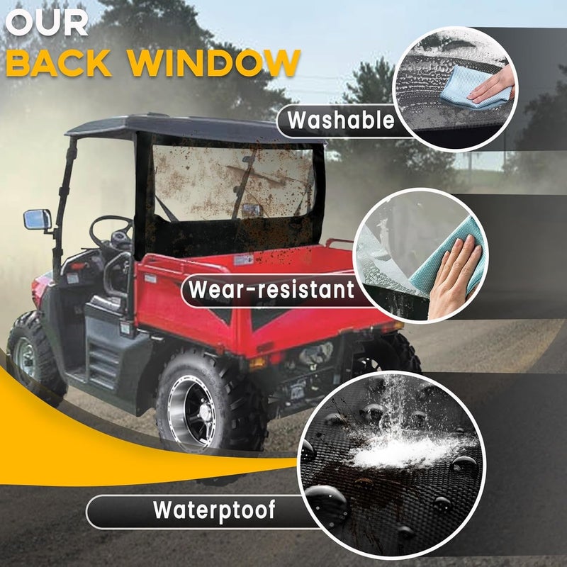 Chikia Hisun 400 UT400 Rear Windshield Back Window with Zipper Open Compatible with Hisun UTV 400 Coleman UT400 Massimo MSU400 - Image 2